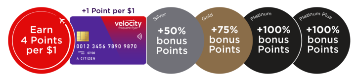 Roundels showing earn rates by status level with Air New Zealand